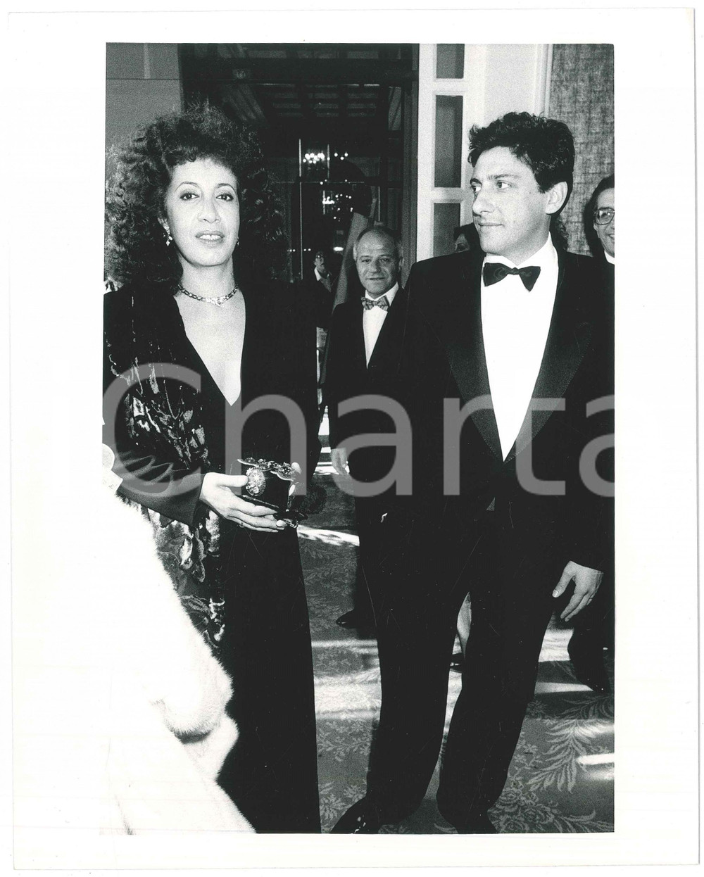 Fotografia d epoca originale 1987 FESTIVAL DI CANNES ? Sergio CASTELLITTO Athina CENCI  Foto 20x25 cm 1