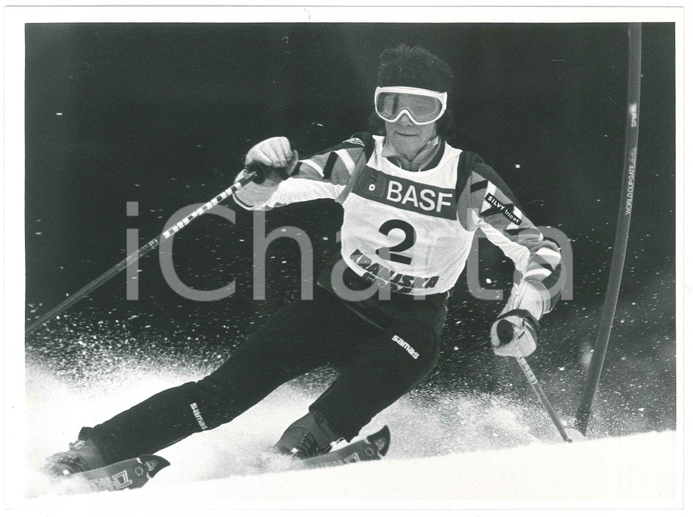 Fotografia d epoca originale 1985 ca ITALIA  SCI ALPINO Daniela ZINI durante una gara  Foto 24x18 cm 1
