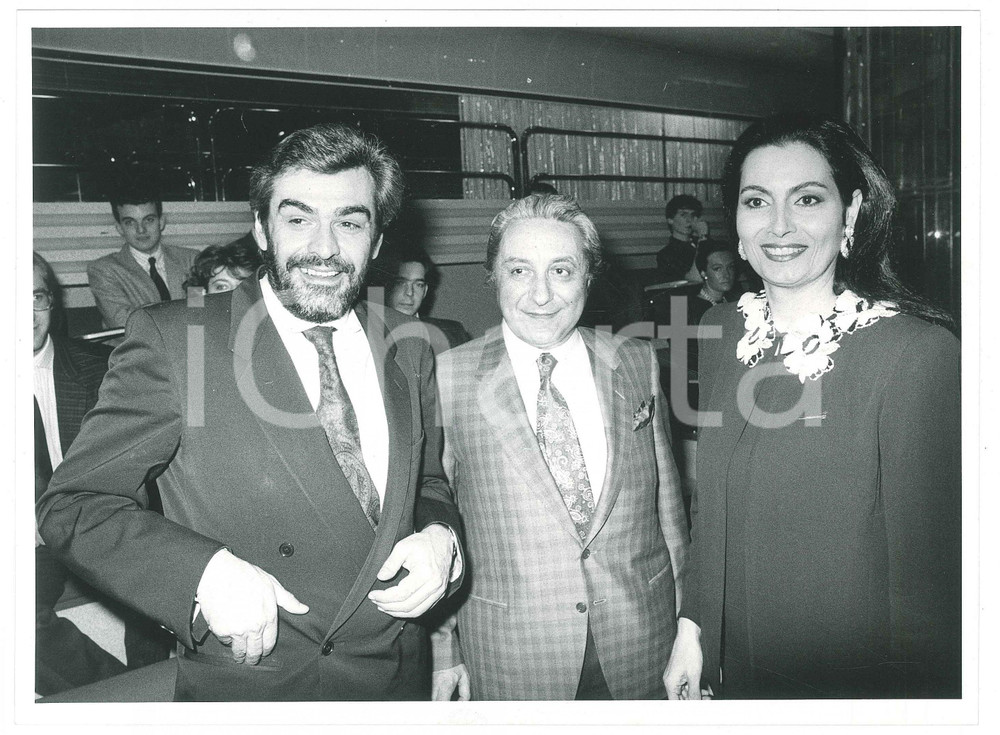 Fotografia d epoca originale 1986 RAI UNO Il bello della diretta Giovanni GORIA Enzo SPALTRO Foto 24x18 cm 1