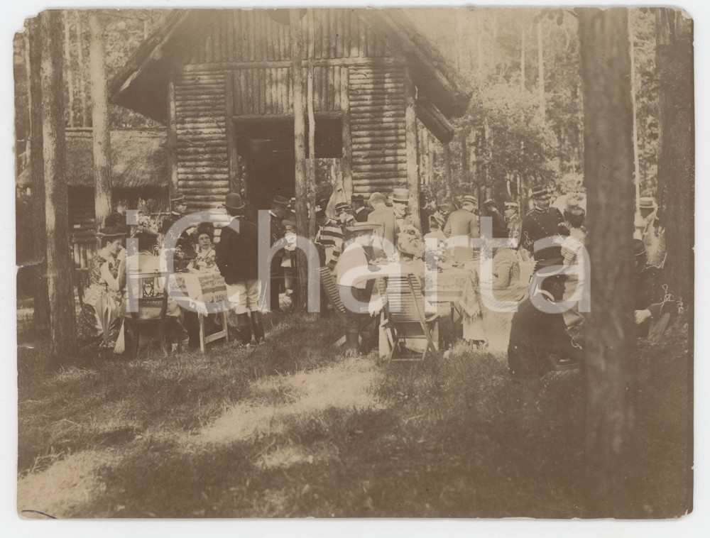 Fotografia d epoca originale 1890 ca FRANCE  ARMEE  Festa in campagna per ufficiali e famiglie  Foto 15x11 1