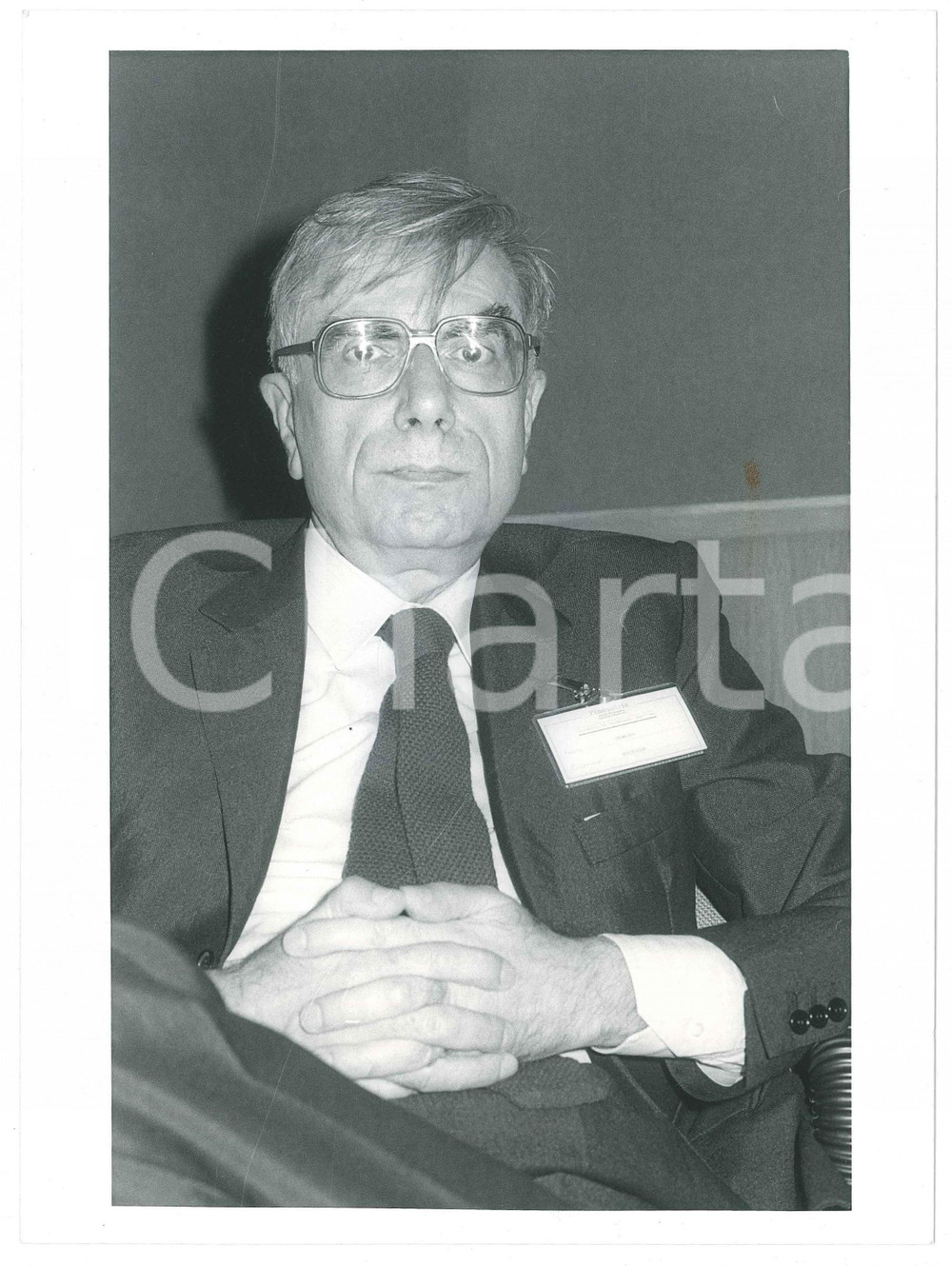 Fotografia d epoca originale 1985 ca ITALIA Sergio RICOSSA Ritratto dell economista  Foto 18x24 cm 1