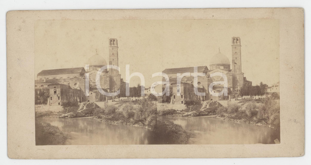 Fotografia d epoca originale 1880 ca PADOVA Chiesa dei Carmini  Lato sinistro  Foto stereoscopica 1