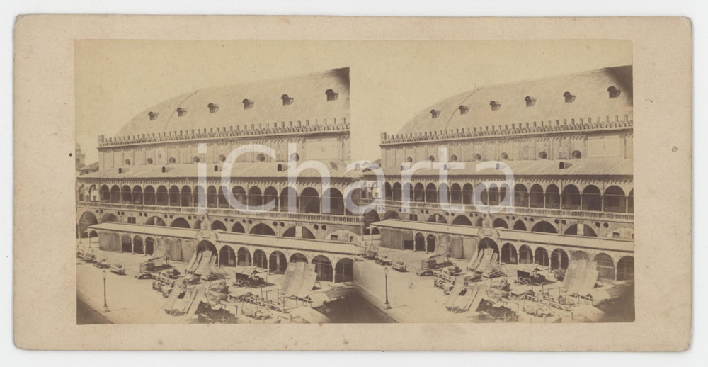 Fotografia d epoca originale 1880 ca PADOVA Palazzo della Ragione o SalÃ²n  Fotografia stereoscopica 1