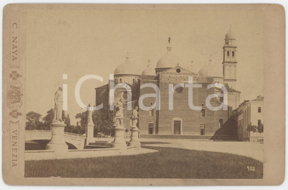 Fotografia d epoca originale 1880 ca PADOVA Prato della Valle  Basilica di SANTA GIUSTINA  Foto C. NAYA 1