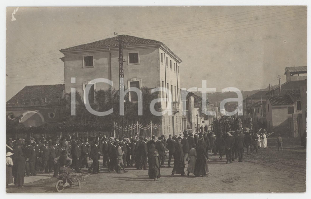 Fotografia d epoca originale 1917 ESTE PD Funerali Francesco MARNONI  Corteo  Foto 14x9 cm 1