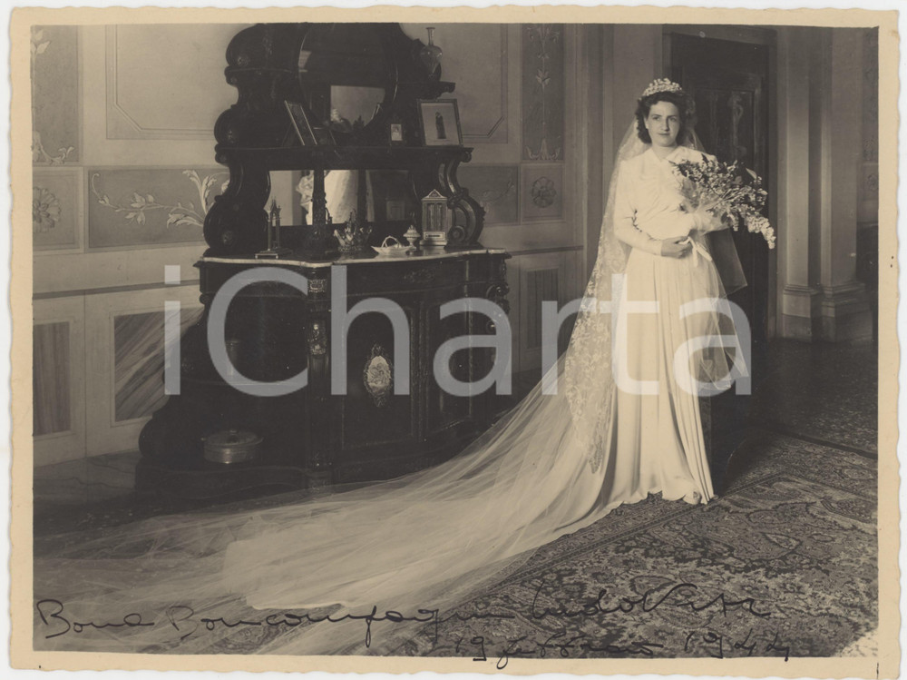 Fotografia d epoca originale 1944 PADOVA Bona BONCOMPAGNI LUDOVISI il giorno delle nozze Foto 23x17 cm 1