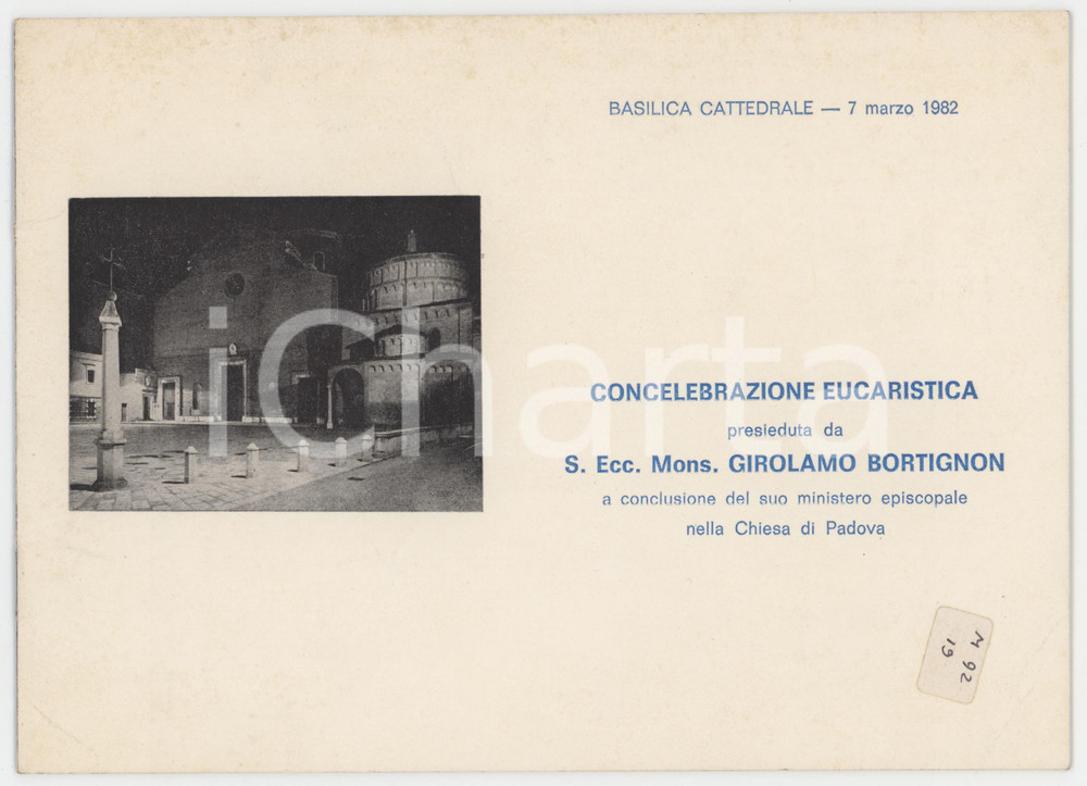 Libro, pubblicazione d epoca 1982 PADOVA Basilica Cattedrale  Concelebrazione mons. Girolamo BORTIGNON 1