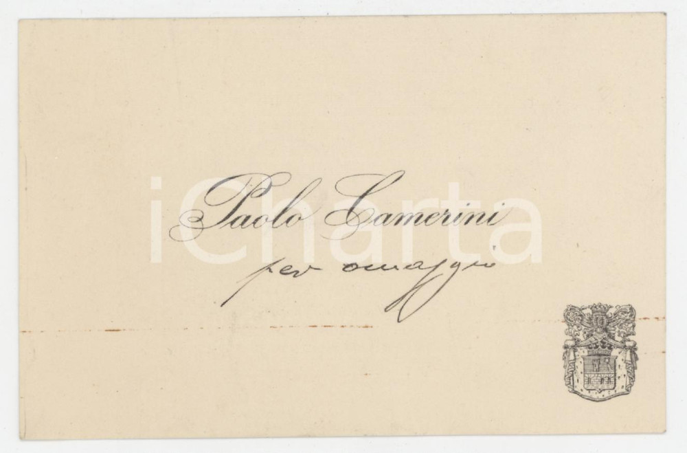 Autografo originale 1920 ca NOBILTA  PADOVA Paolo CAMERINI  Biglietto da visita AUTOGRAFO 1