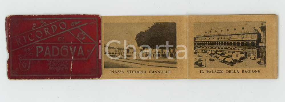 Materiale pubblicitario d’epoca 1910 ca TURISMO PADOVA  Libretto ricordo con 8 vedute  DANNEGGIATO 6x4 cm 1