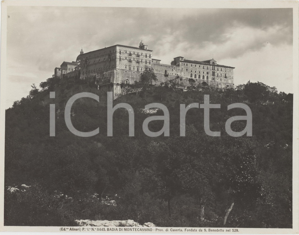 Fotografia d epoca originale 1910 ca MONTECASSINO Panorama dell Abbazia  Foto ALINARI 1