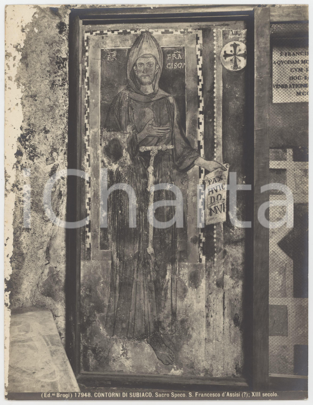 Fotografia d epoca originale 1910 ca SUBIACO Sacro Speco  San Francesco d Assisi ?  Foto ALINARI 1
