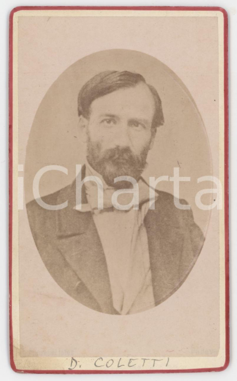 Fotografia d epoca originale 1880 ca PADOVA Ritratto di D. COLETTI Foto Luigi FIORENTINI  CDV 1