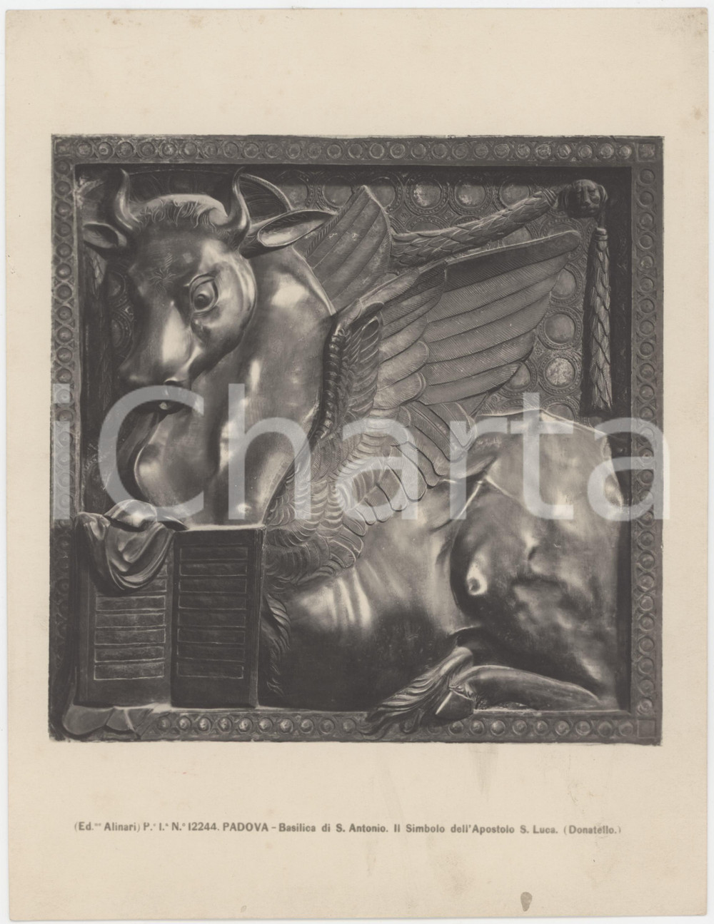 Fotografia d epoca originale 1910 ca PADOVA Basilica di Sant Antonio  Simbolo di San Luca  Foto ALINARI 1