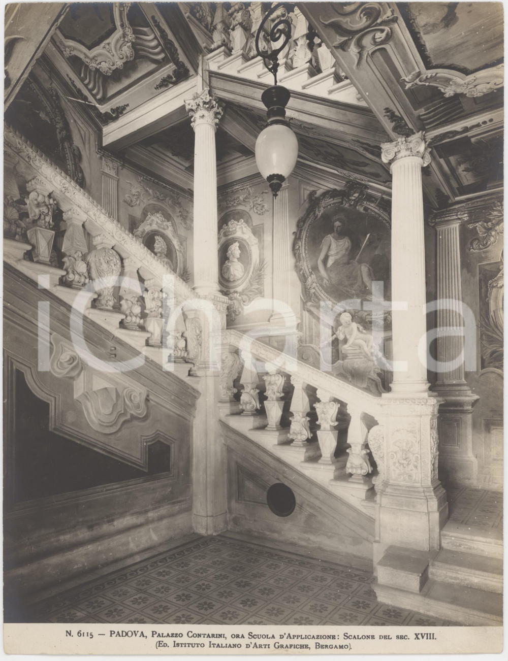 Fotografia d epoca originale 1940 ca PADOVA Palazzo Contarini  Scalone  Foto ARTI GRAFICHE BERGAMO 25x19 cm 1