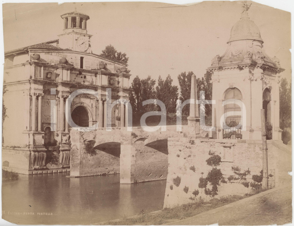 Fotografia d epoca originale 1900 ca PADOVA Veduta di Porta Portello  Foto seriale DANNEGGIATA 25x19 cm 1
