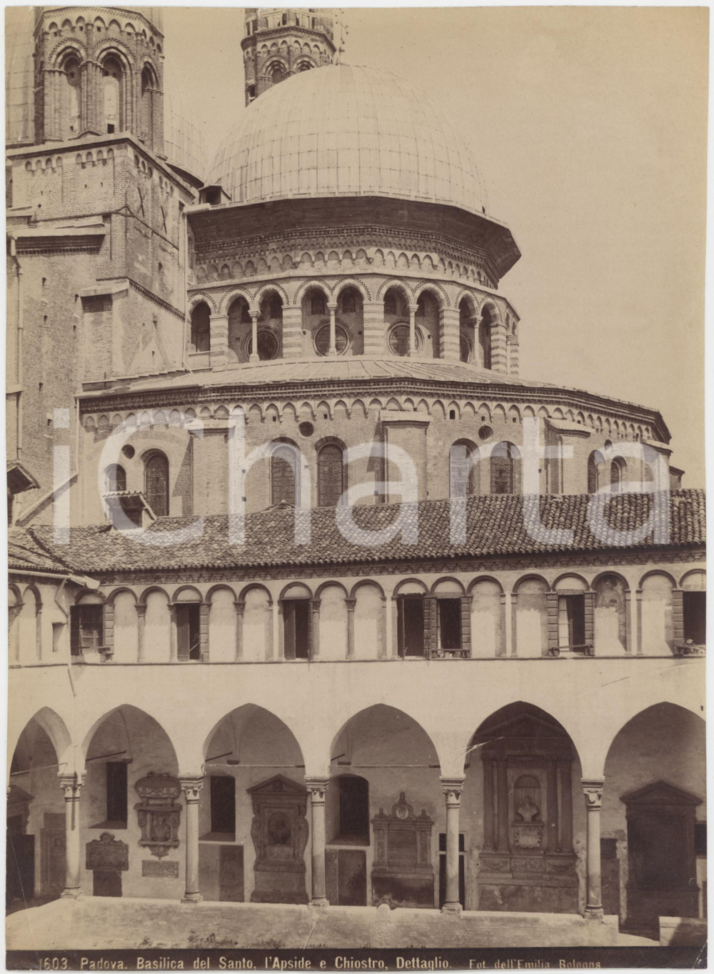 Fotografia d epoca originale 1900 ca PADOVA Basilica di Sant Antonio  Abside e chiostro  Foto dell Emilia 1