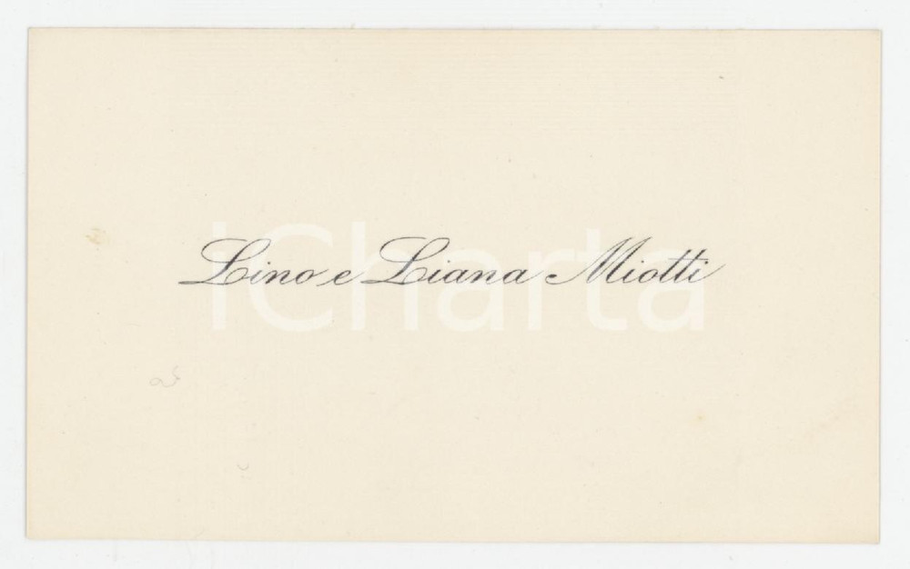 Oggetto da collezione cartaceo 1935 ca ITALIA Lino e Liana MIOTTI Biglietto 10x6 cm 1