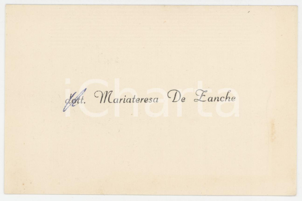 Oggetto da collezione cartaceo 1935 ca ITALIA Mariateresa DE ZANCHE Biglietto 10x7 cm 1