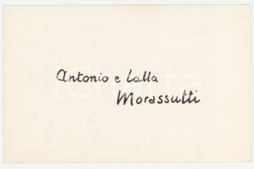 1935 ca ITALIA Antonio e Lalla MORASSUTTI Biglietto autografo 10x7 cm Biglietto d'epoca.   CONDIZIONI:GOOD/buonoFORMATO: 10x7 cm originale e autentica 1