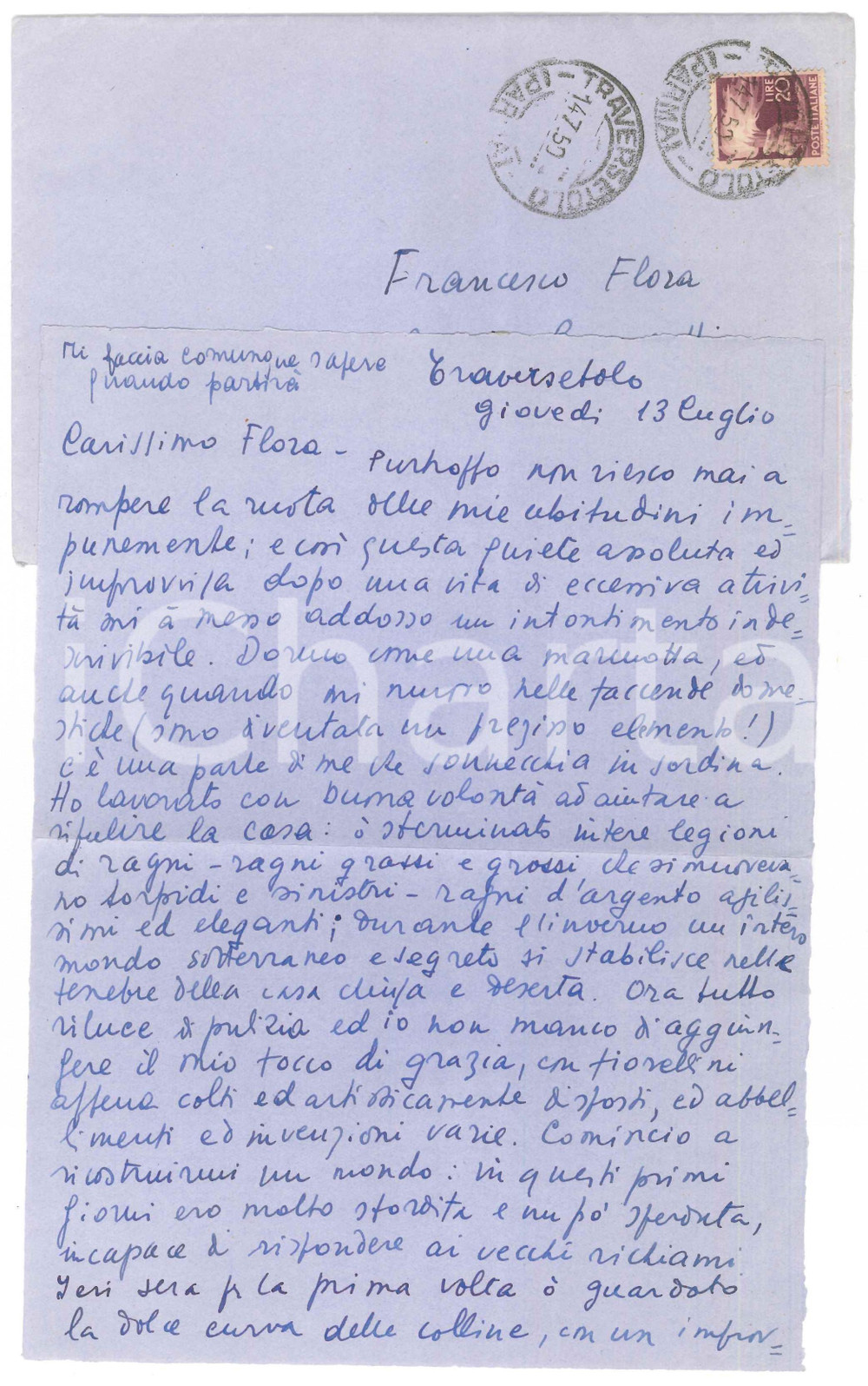 Autografo originale 1950 TRAVERSETOLO PR Adriana GHERARDI a riposo in famiglia AUTOGRAFO 1