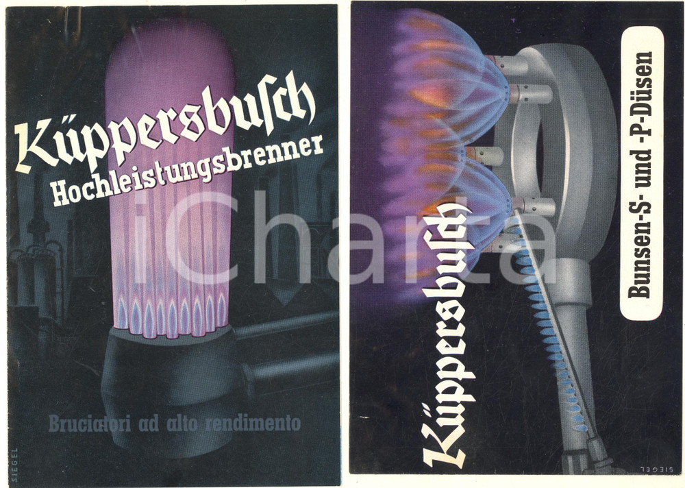 Materiale pubblicitario d’epoca 1960 ca GELSENKIRCHEN D Ditta F. KUPPERSBUSCH  Bruciatori PIeghevoli 1