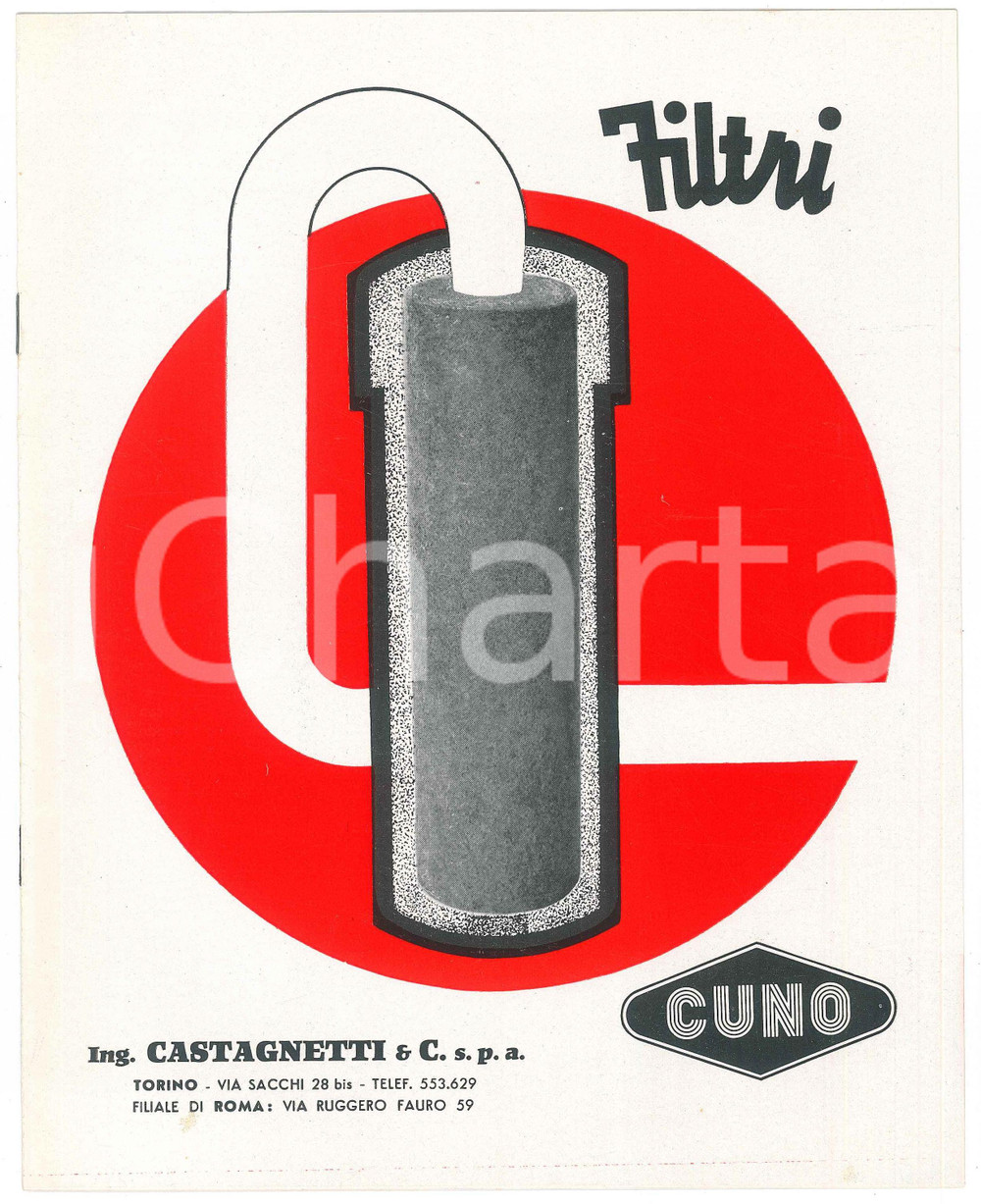 Materiale pubblicitario d’epoca 1955 ca TORINO Ing. Castagnetti  Filtri MICRO KLEAN CUNO Listino 20x25 cm 1