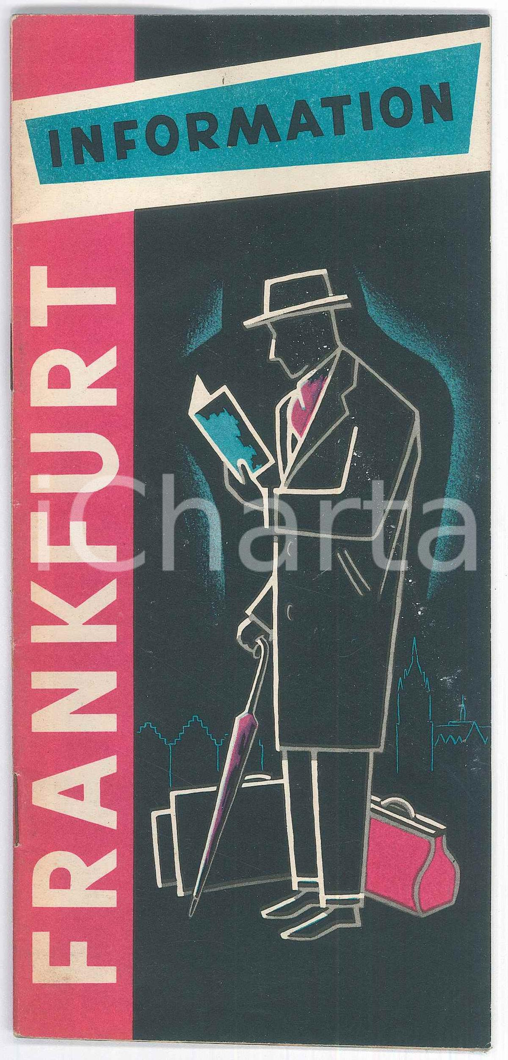 Materiale pubblicitario d’epoca 1956 FRANKFURT Informations for tourists   Pubblicazione illustrata 9x20 cm 1