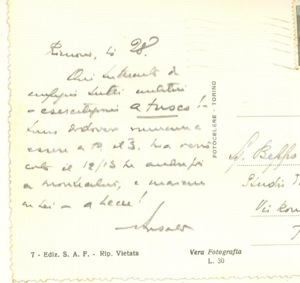 Autografo originale 1958 RIMINI Cartolina Giovanni ANSALDO in vacanza AUTOGRAFO 1