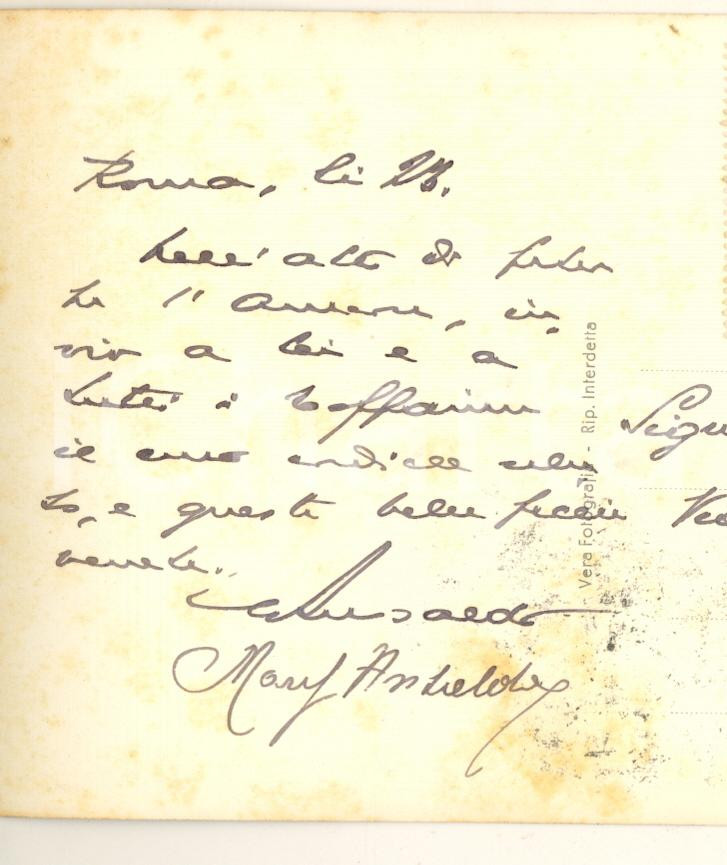 Autografo originale 1954 ROMA Cartolina Giovanni ANSALDO direttore Il Mattino AUTOGRAFO  Pio X 1