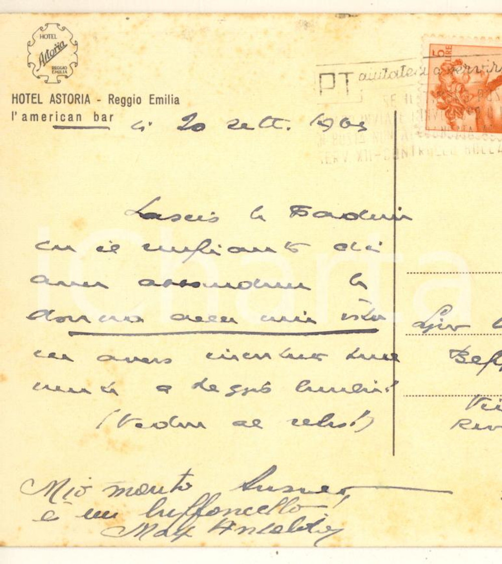Autografo originale 1967 REGGIO EMILIA Cartolina Giovanni ANSALDO direttore Il Mattino AUTOGRAFO 1