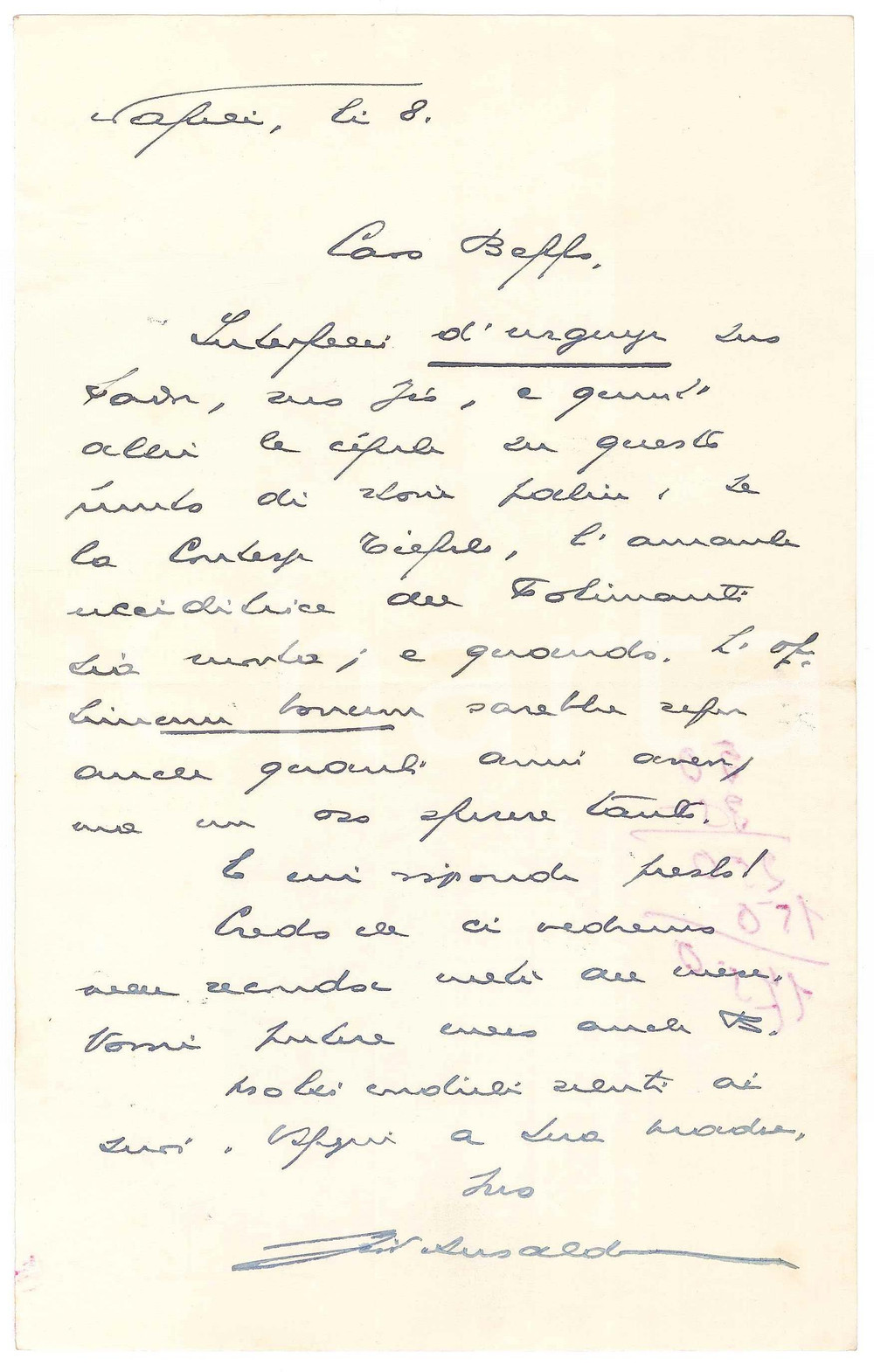 1960 NAPOLI Giovanni ANSALDO sulla morte della contessa Tiepolo AUTOGRAFO