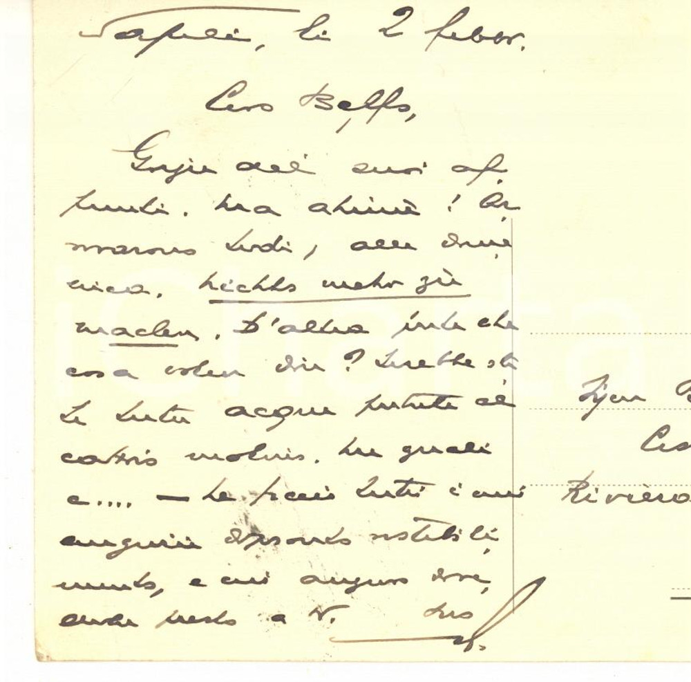 Autografo originale 1960 ca NAPOLI Cartolina Giovanni ANSALDO  Invito a un amico AUTOGRAFO 1