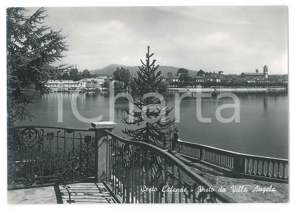 Cartolina originale da collezione 1952 SESTO CALENDE Visto da VILLA ANGELA Lago Maggiore  Cartolina FG VG 1