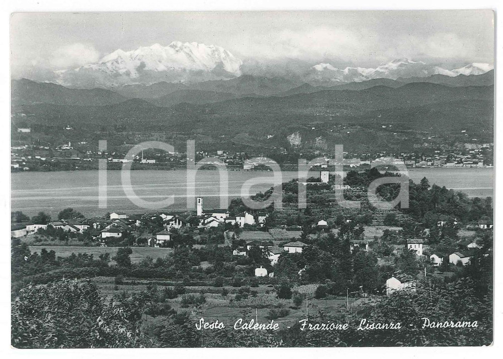 Cartolina originale da collezione 1954 SESTO CALENDE Località LISANZA Panorama con Lago Maggiore  Cartolina FG VG 1