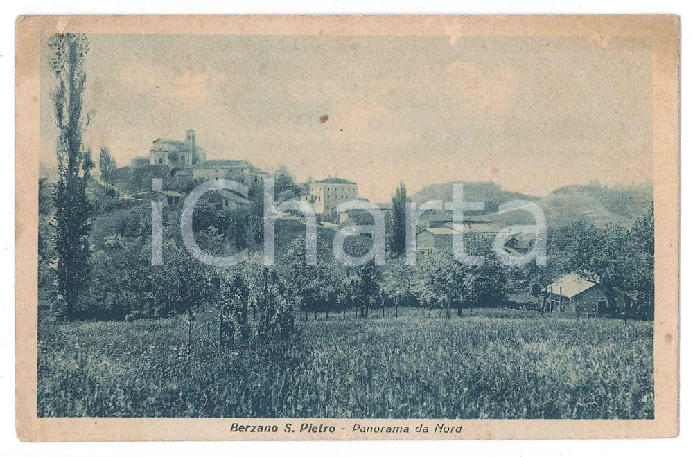 Cartolina originale da collezione 1940 BERZANO DI SAN PIETRO AT Panorama da nord  Cartolina FP VG 1