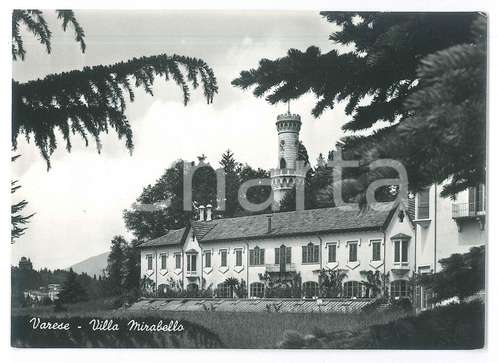 Cartolina originale da collezione 1957 VARESE Villa Mirabello  Panorama  Cartolina FG VG 1