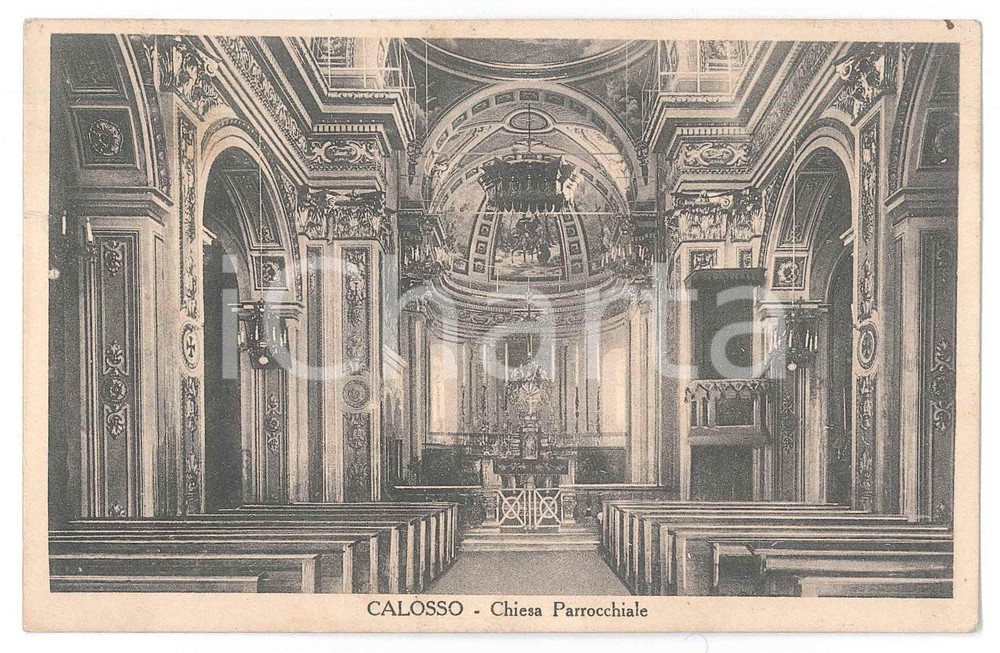 Cartolina originale da collezione 1940 CALOSSO D ASTI Chiesa parrocchiale di San Martino  Cartolina FP VG 1