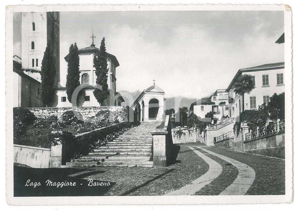 Cartolina originale da collezione 1953 BAVENO Panorama con Chiesa dei Santi Gervaso e Protaso  Cartolina FG VG 1