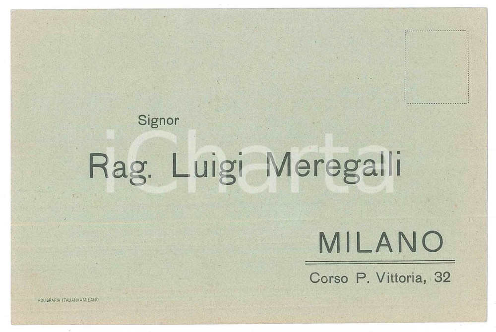 Cartolina originale da collezione 1950 ca MILANO Rag. Luigi MEREGALLI Cartolina per acquisto Dizionario politico 1