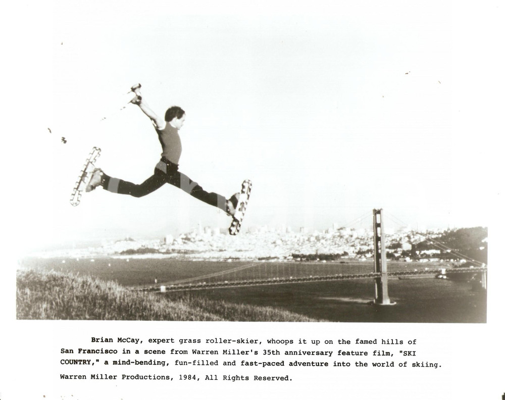 Fotografia d epoca originale 1984 SKI COUNTRY Brian McCAY Grass rollerskier  Movie by Warren MILLER Photo 1