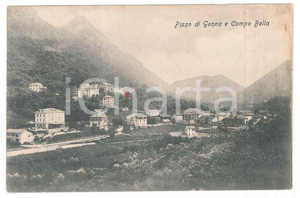 Cartolina originale da collezione 1907 PIZZO DI GANNA Campo Bella  Cartolina panoramica FP VG 1