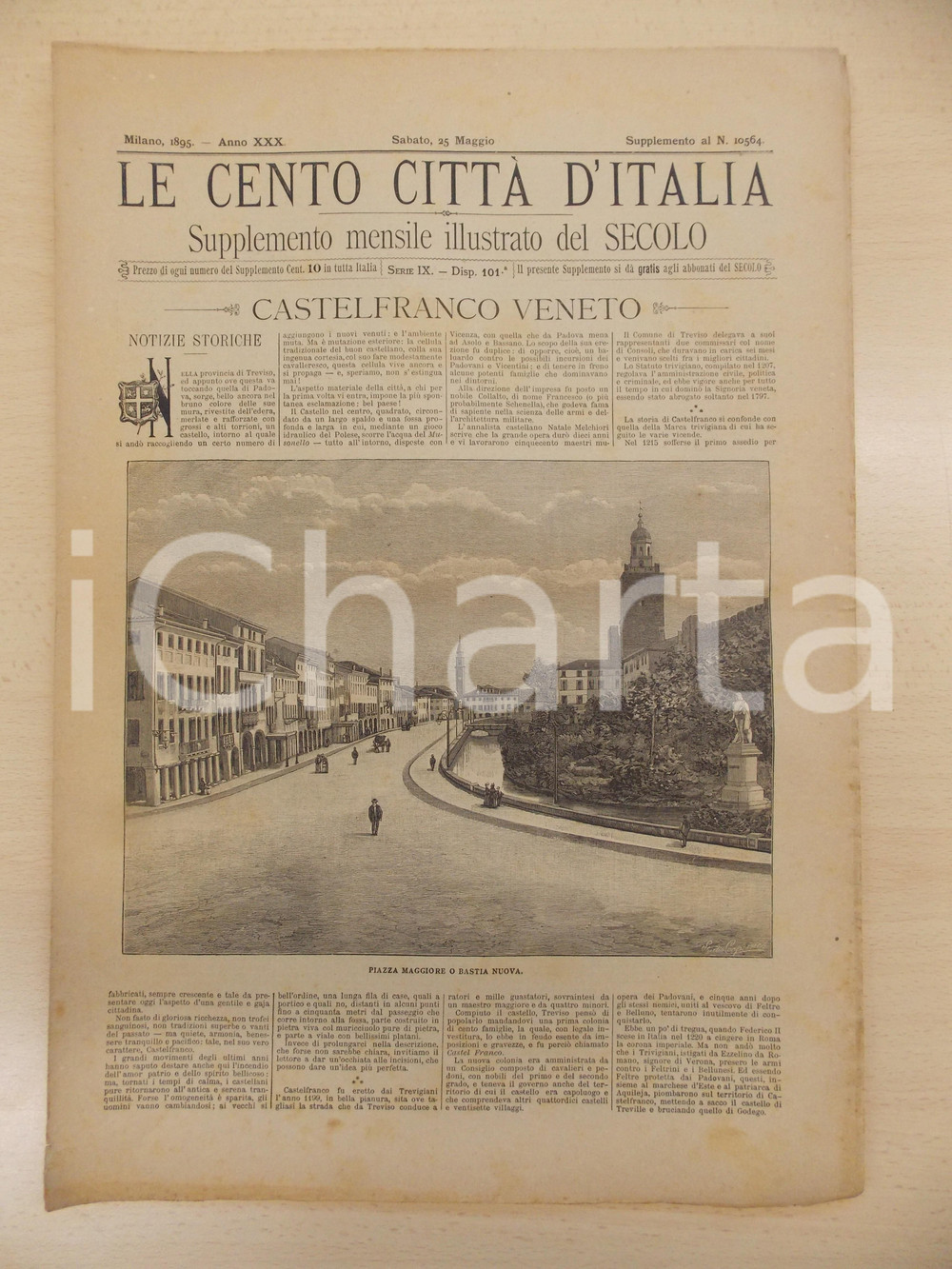 Giornale, rivista storica 1895 CENTO CITTÃ€ D ITALIA Castelfranco Veneto Supplemento del Secolo n.10564 1