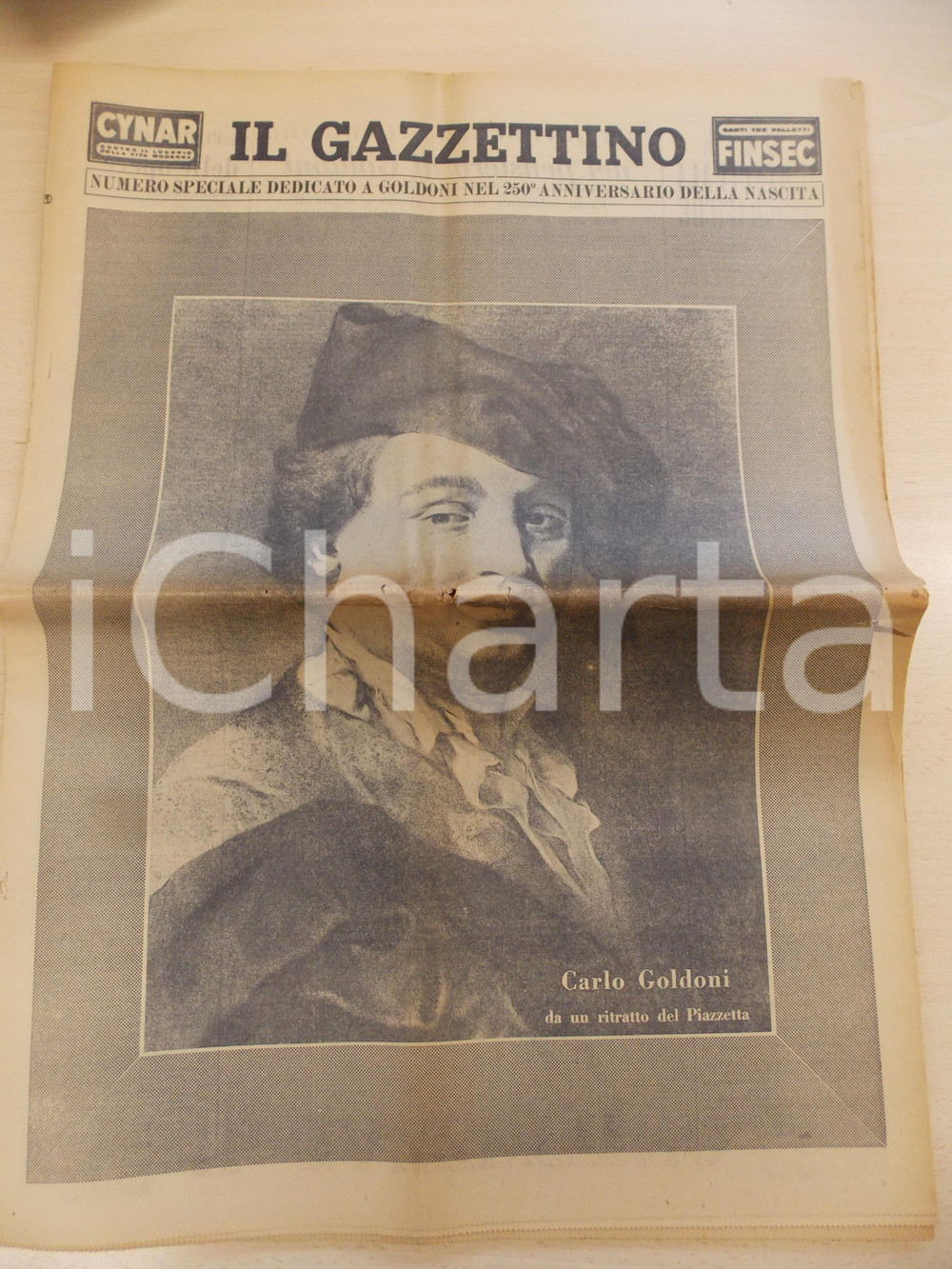 Giornale, rivista storica 1957 IL GAZZETTINO 250° anniversario nascita Carlo GOLDONI  Numero speciale 1