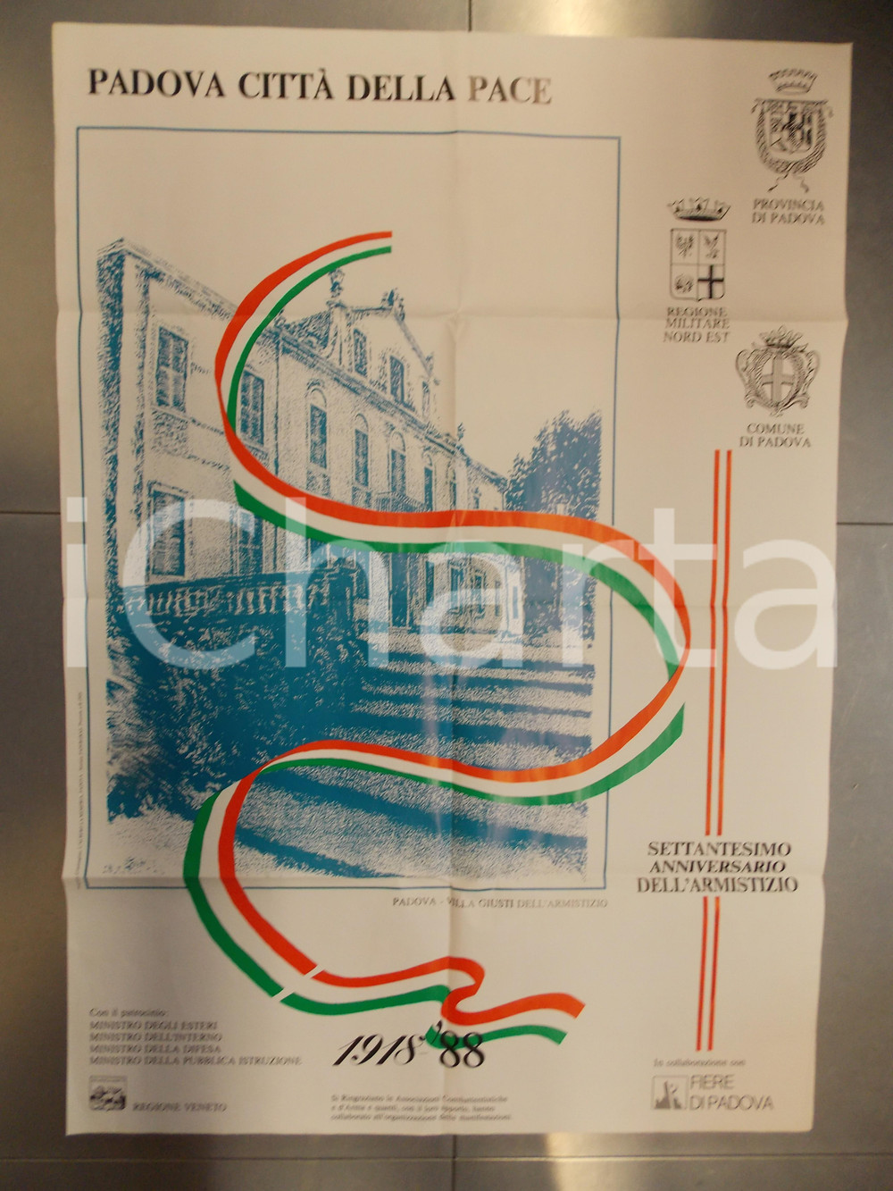 Oggetto da collezione cartaceo 1988 PADOVA 70° Anniversario dell Armistizio Manifesto 100x70 cm 1