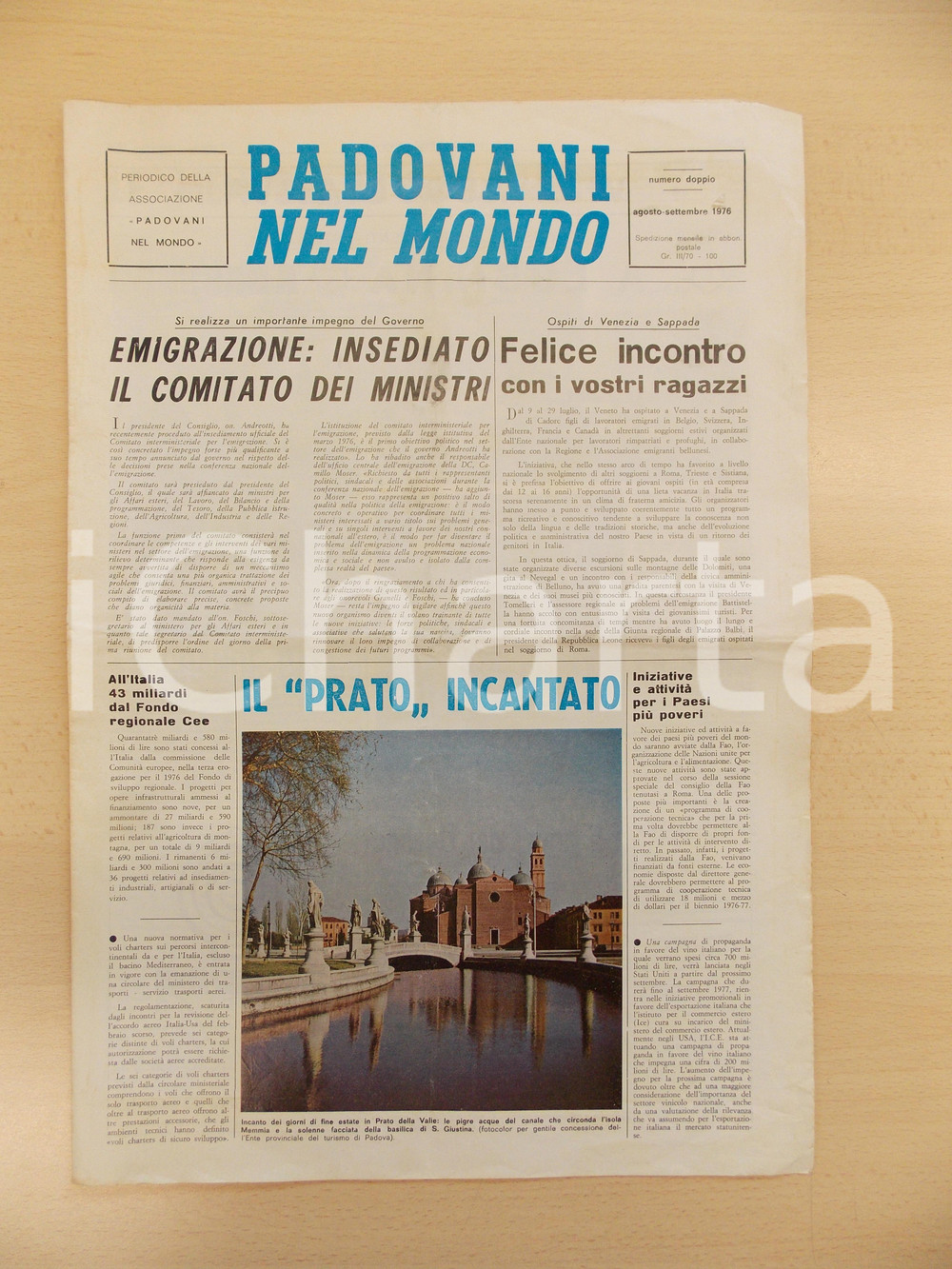 Giornale, rivista storica 1976 PADOVANI NEL MONDO Soggiorno a SAPPADA per figli degli emigrati Periodico 1