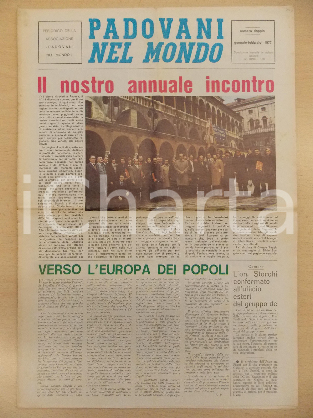 Giornale, rivista storica 1977 PADOVANI NEL MONDO Verso l Europa dei popoli Periodico 1