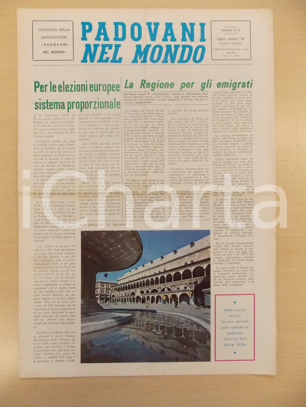 Giornale, rivista storica 1978 PADOVANI NEL MONDO Spedizione padovana CAMINO REAL BOLIVIA Periodico n.4/5 1