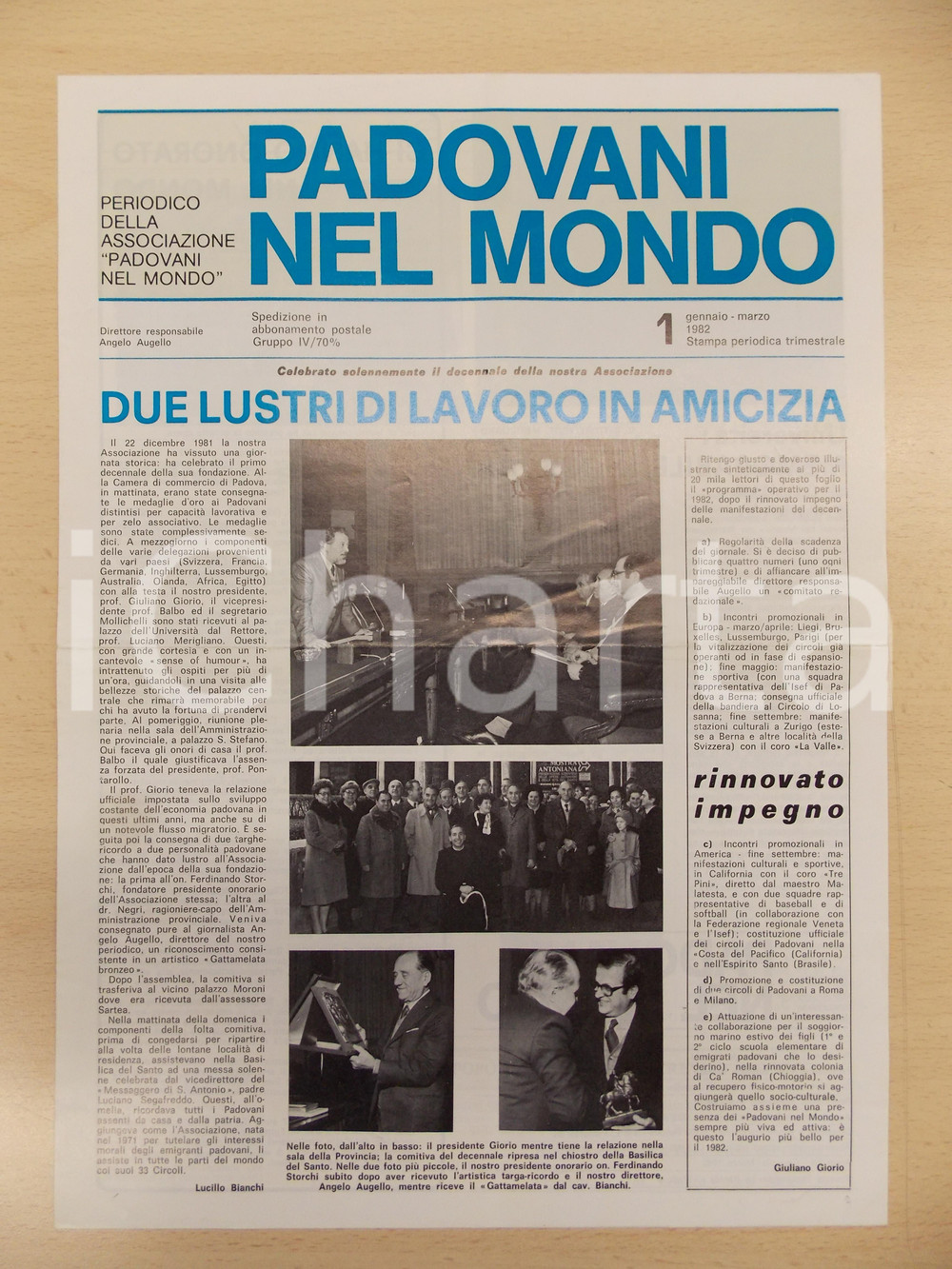 Giornale, rivista storica 1982 PADOVANI NEL MONDO Decennale dell associazione Periodico n.1 1