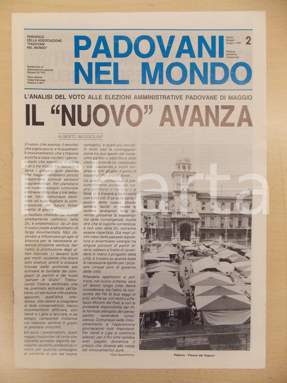 Giornale, rivista storica 1990 PADOVANI NEL MONDO Analisi elezioni amministrative di PADOVA Periodico n.2 1
