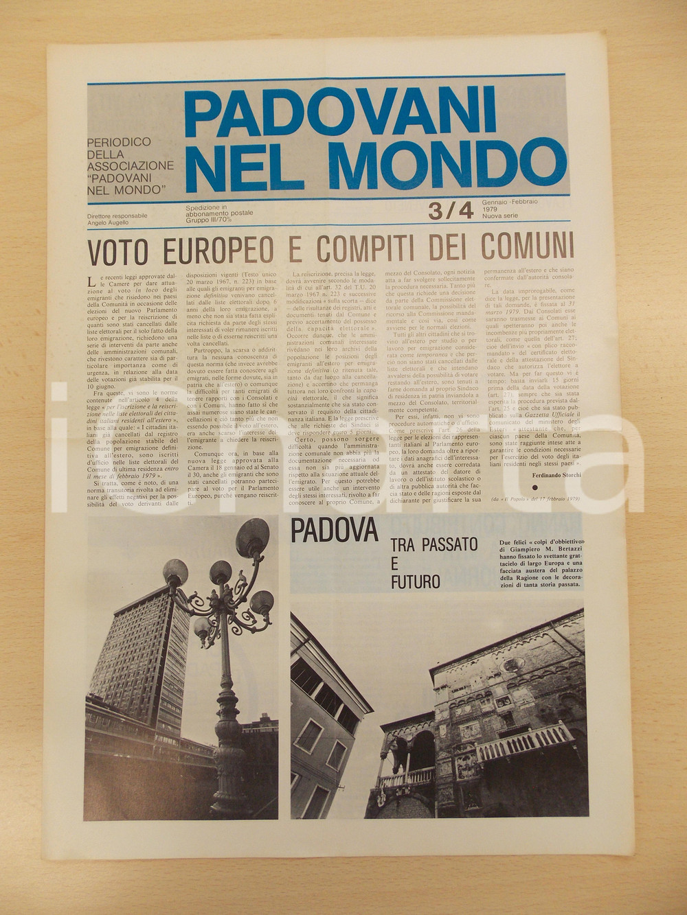 Giornale, rivista storica 1979 PADOVANI NEL MONDO Voto europeo e compiti dei comuni Periodico n.3/4 1